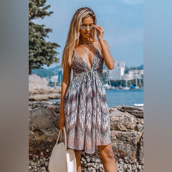 Cupshe medium Boho V-Neck Mini Dress - Picture 1 of 2